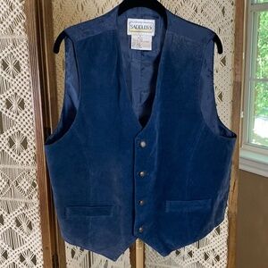 Vintage Saddlery Men’s Leather Suede Vest Dark Blue Size Medium